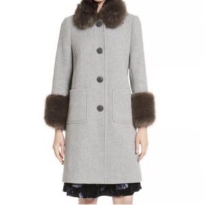 Kate Spade Gray Coat with Brown Fur
